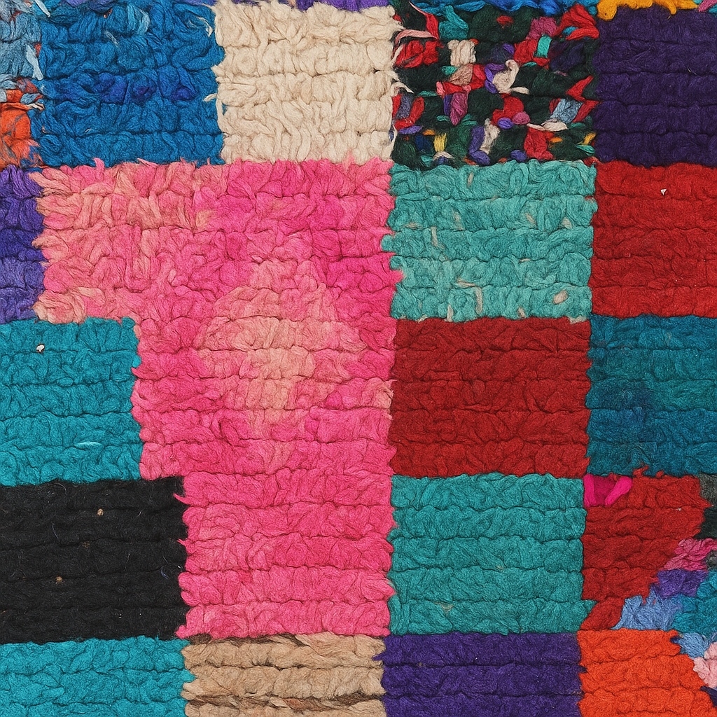 Handmade carpet Boucherouite Cotton