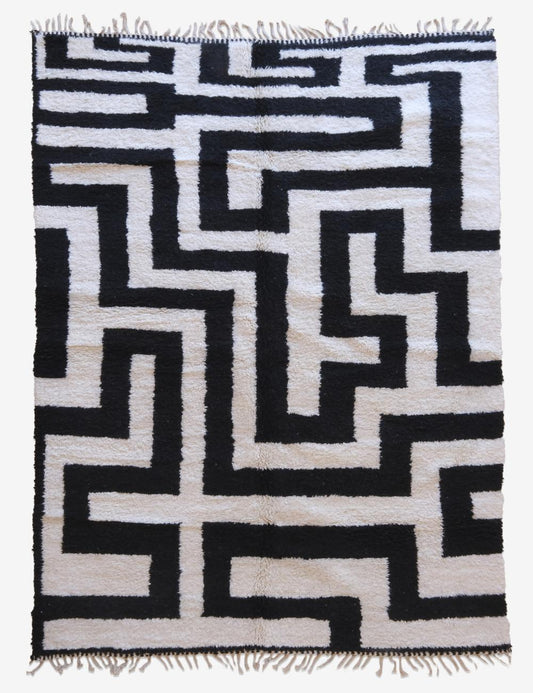 Handwoven Moroccan Wool Rug – Large Geometric Boujad Design