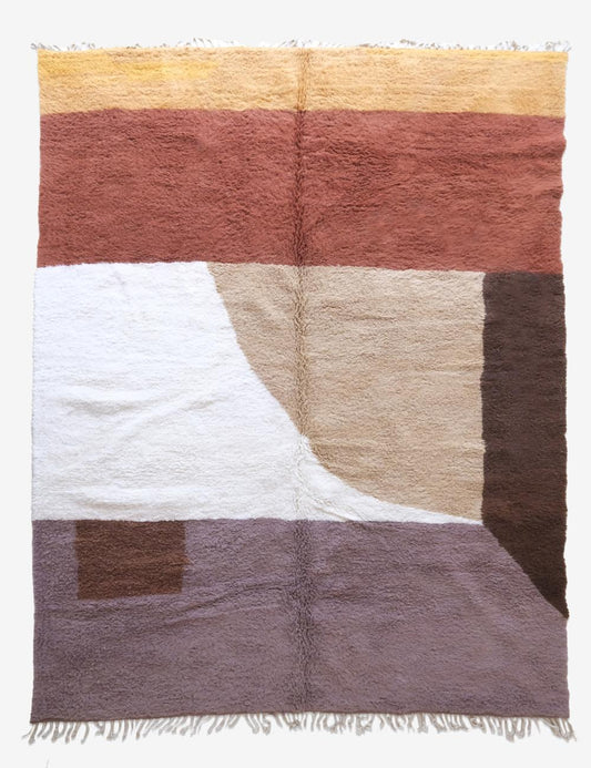 Contemporary Boujad Wool Rug – Oversized Modern Moroccan Wool Rug in biege & brown